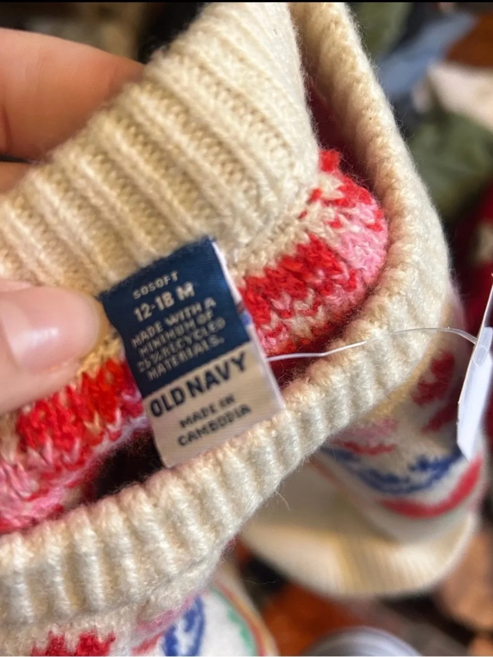 NWT Old Navy Baby SoSoft Heart Fair Isle Sweater Size 12-18M Months